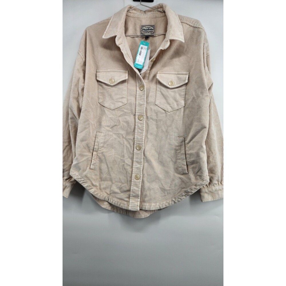 NWT Flag & Anthem Women's Off White Medium Double Pocket Corduroy Shirt Jacket